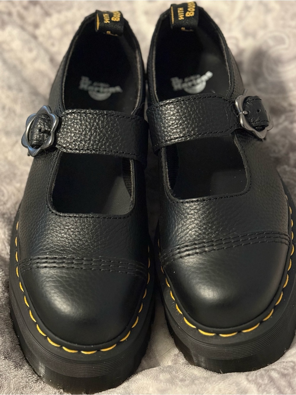 Dr Martens Addina Flower Buckle Leather Platform Mary Janes NWOT 8W 39UK